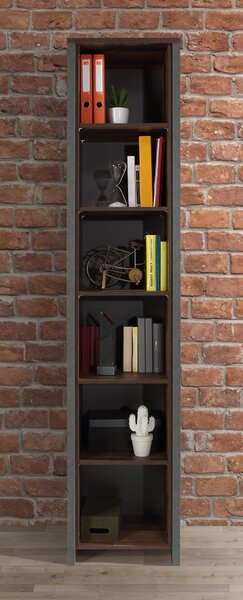 Etajera Clif, Lemn Vintage & Beton Optic Gri Inchis, 47 x 220,7 x 41,6 Cm