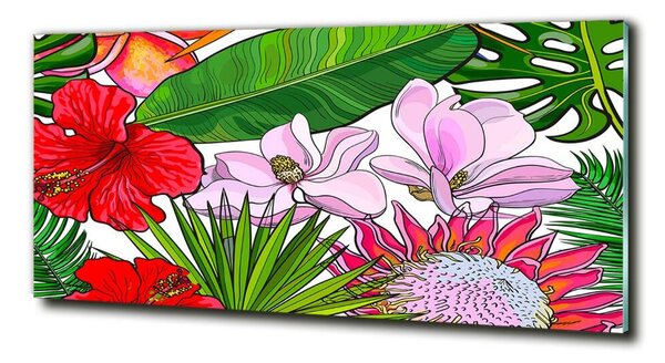 Tablou pe pe sticlă flori Hawaii