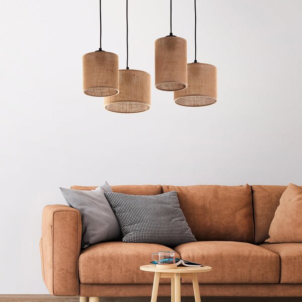 TK Lighting Juta lampă suspendată 4x15 W maro 6585
