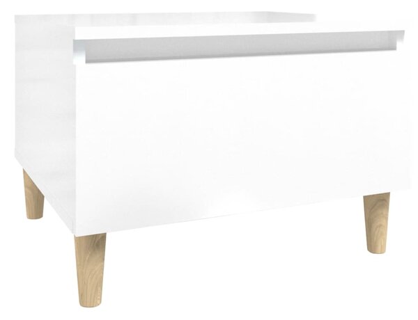 Masă laterală, alb extralucios, 50x46x35 cm, lemn compozit
