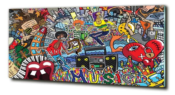 Tablou Printat Pe Sticlă colaj muzical