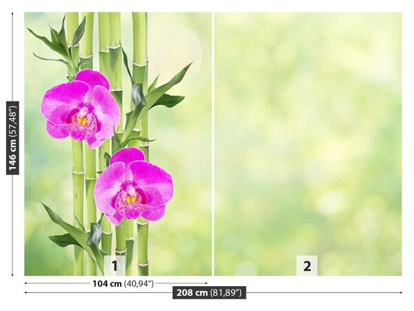 Fototapet Orchid și lemn de bambus