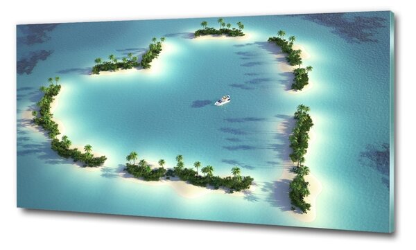 Tablou sticlă Inima insulă în formă