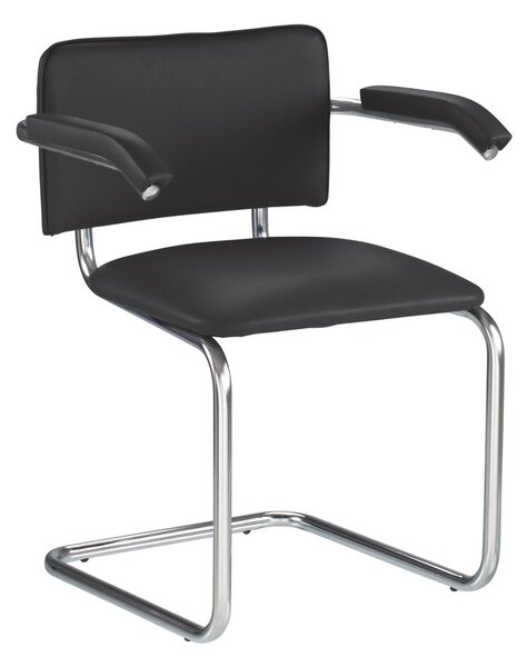 Scaun vizitator MURIELLO Arm, Negru piele ecologica