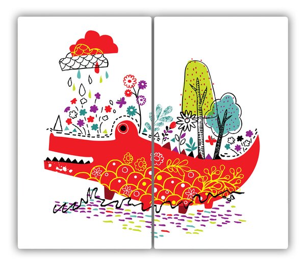 Tocator din sticla crocodil colorat