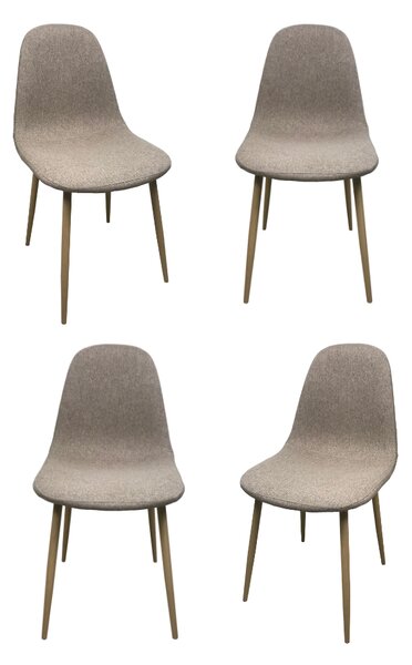 Set 4 scaune dining Diego, stil scandinav, textil, picioare metalice, bej