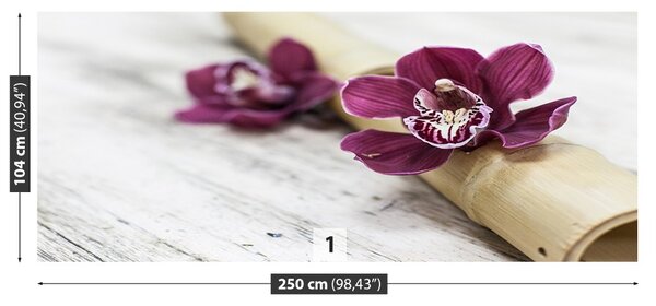 Fototapet Orchid lemn
