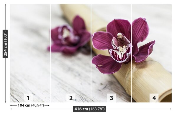 Fototapet Orchid lemn