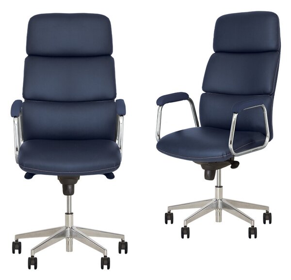 Set 2 scaune directoriale VEGAS, Albastru, piele ecologica