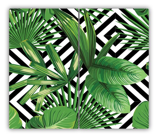 Tocator din sticla frunze tropicale