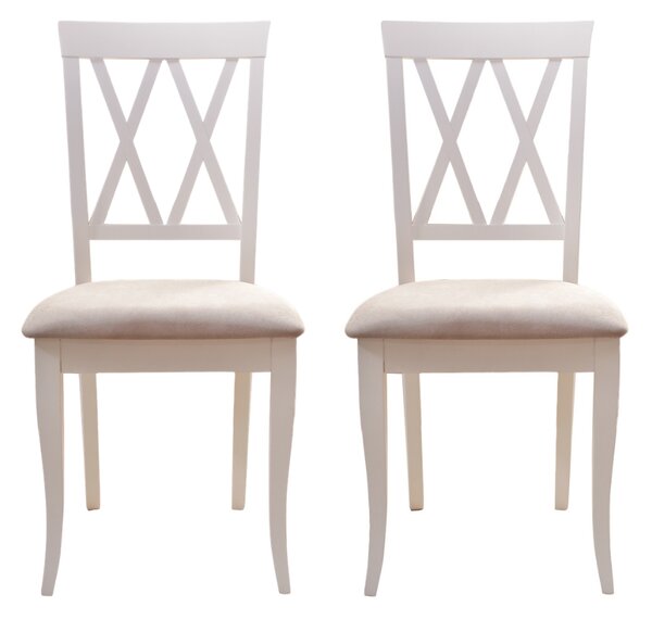 Set 2 scaune dining din lemn de fag Venetia, Alb/Solo 22