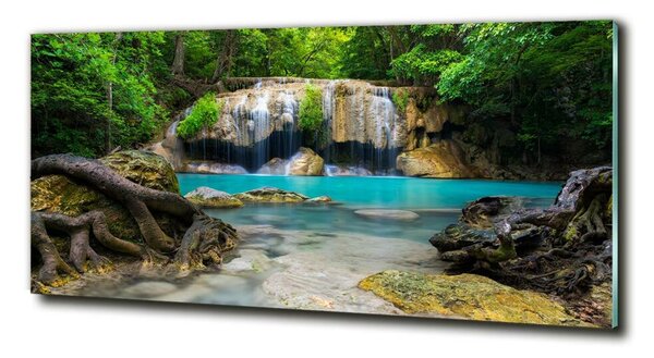 Tablou pe pe sticlă Cascada din pădure
