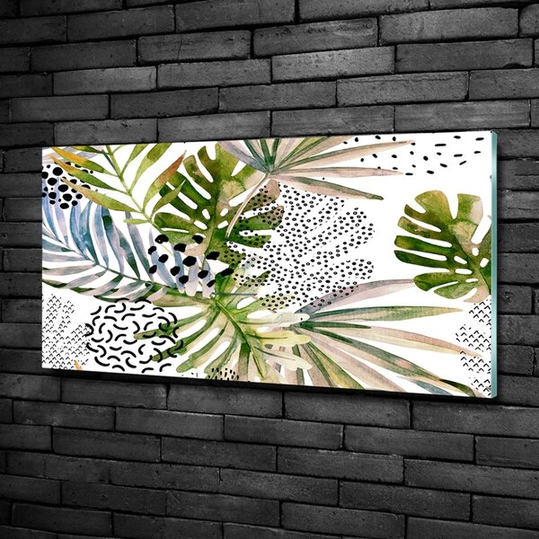 Tablou Printat Pe Sticlă frunze tropicale