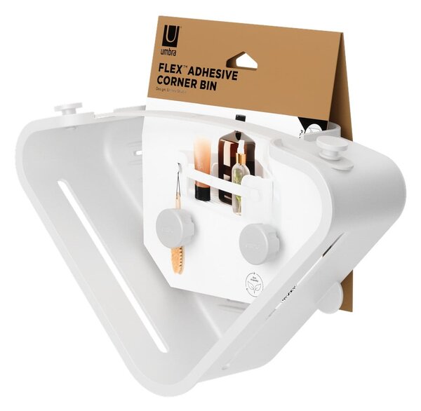 Raft pentru baie alb autoadeziv/pentru colț din plastic reciclat Flex – Umbra