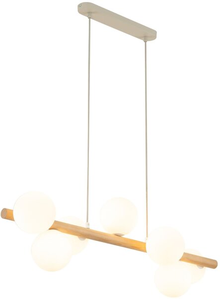 TK Lighting Estera Wood lampă suspendată x6 W alb-lemn 5905