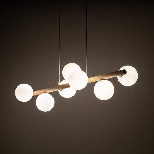 TK Lighting Estera Wood lampă suspendată x6 W alb-lemn 5905