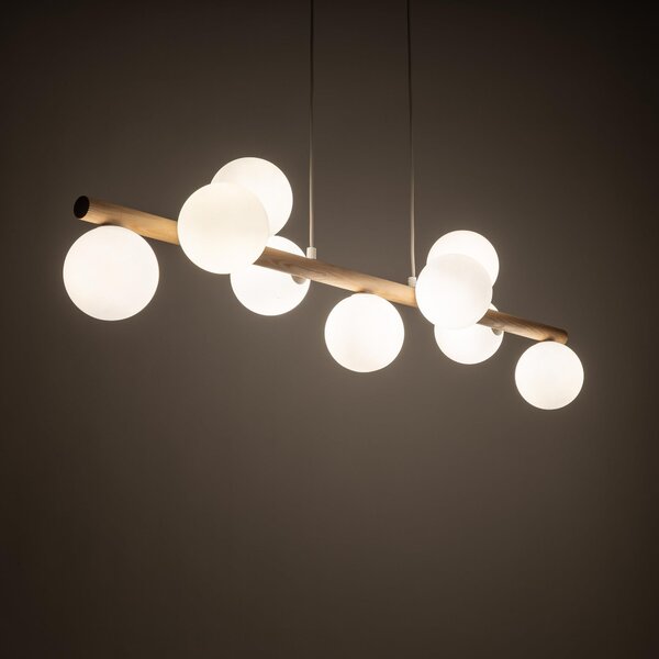 TK Lighting Estera Wood lampă suspendată x6 W alb-lemn 5906