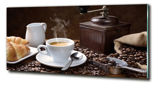 Imagine de sticlă Cornuri și cafea