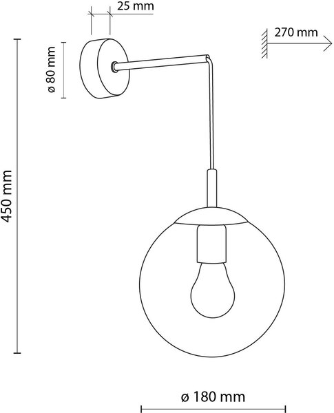 TK Lighting Esme lampă de perete 1x15 W negru-transparent 5387
