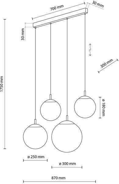 TK Lighting Esme lampă suspendată 4x15 W negru 4790