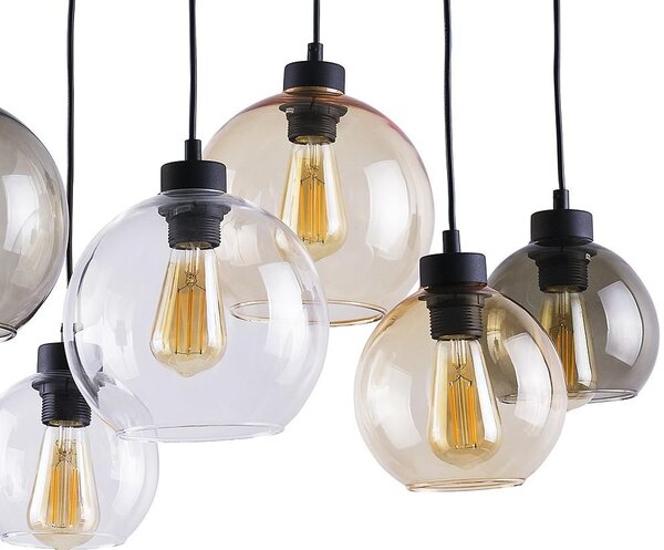 TK Lighting Cubus lampă suspendată 6x15 W negru-transparent-chihlimbar-grafit 2164