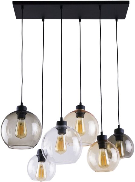 TK Lighting Cubus lampă suspendată 6x15 W negru-transparent-chihlimbar-grafit 2164