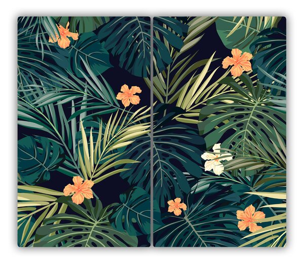 Tocator din sticla frunze tropicale