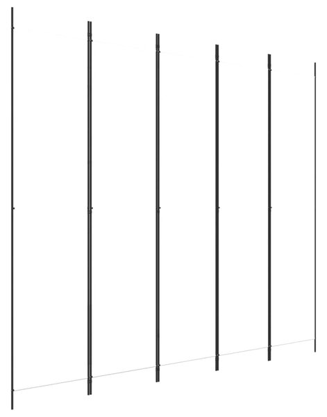 Paravan de cameră cu 5 panouri, alb, 250x220 cm, textil