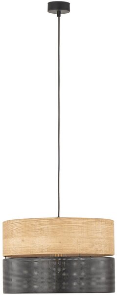 TK Lighting Nicol lampă suspendată 1x15 W negru-lemn 4799