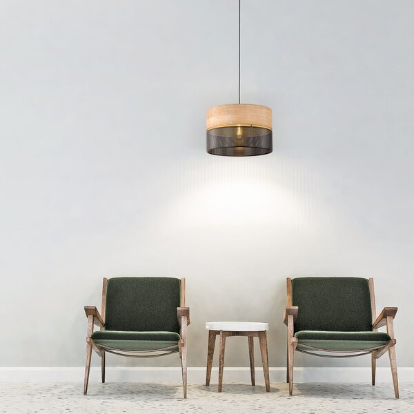TK Lighting Nicol lampă suspendată 1x15 W negru-lemn 4799