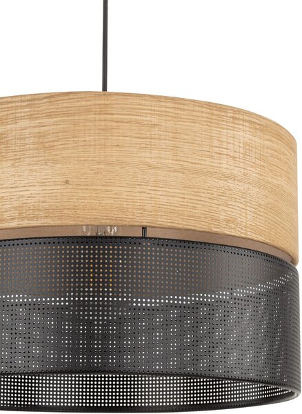 TK Lighting Nicol lampă suspendată 1x15 W negru-lemn 4799
