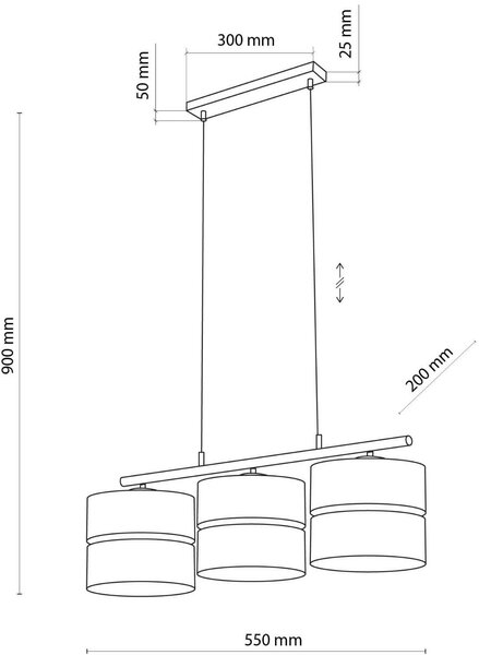 TK Lighting Nicol lampă suspendată 3x15 W negru-lemn 4801