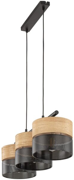 TK Lighting Nicol lampă suspendată 3x15 W negru-lemn 4801