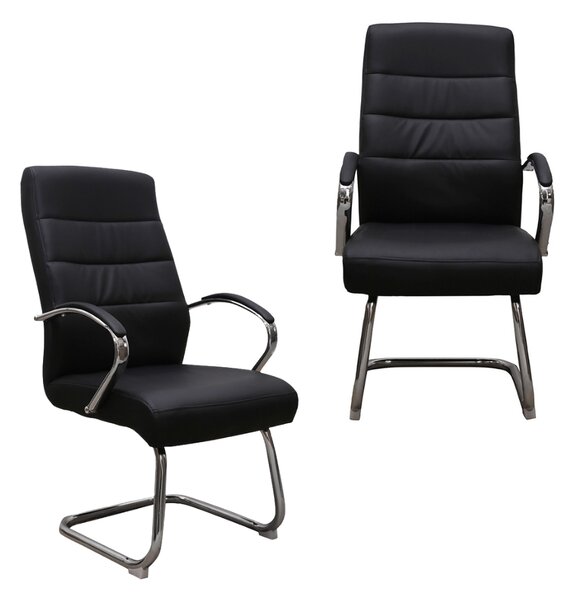 Set 2 scaune de vizitator Hugo CF, piele ecologica, negru
