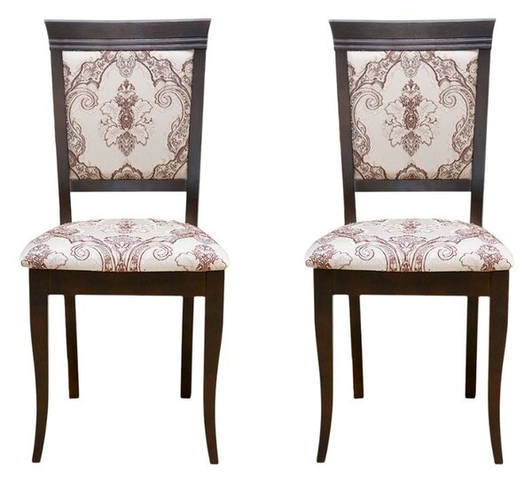 Set 2 scaune dining din lemn de fag Napoli, nuc, textil Shalimar 2A