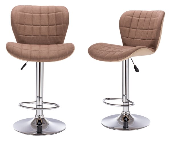 Set 2 scaune de bar Lola, piele ecologica+textil, brun/crem