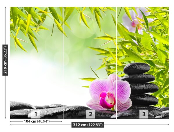 Fototapet Bambus și Orchid