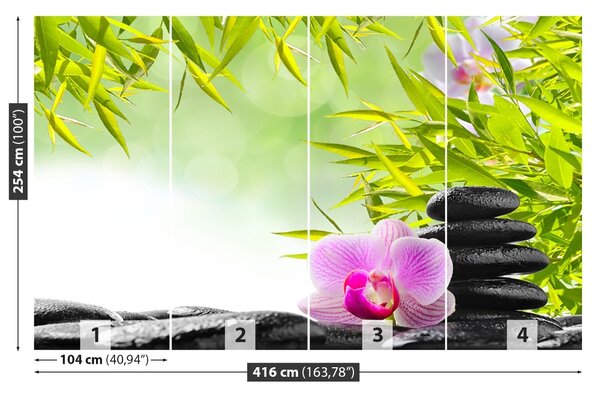 Fototapet Bambus și Orchid
