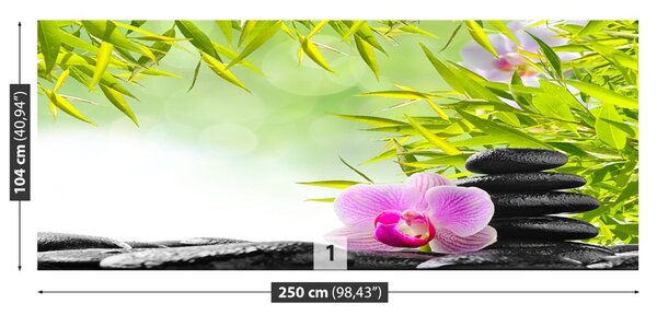 Fototapet Bambus și Orchid