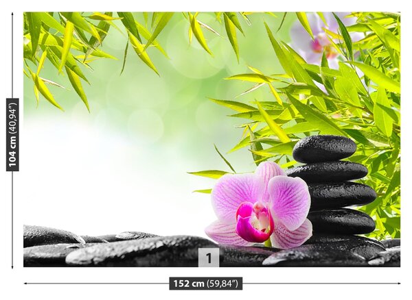 Fototapet Bambus și Orchid
