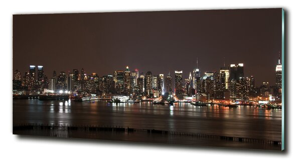 Tablou Printat Pe Sticlă New York, pe timp de noapte