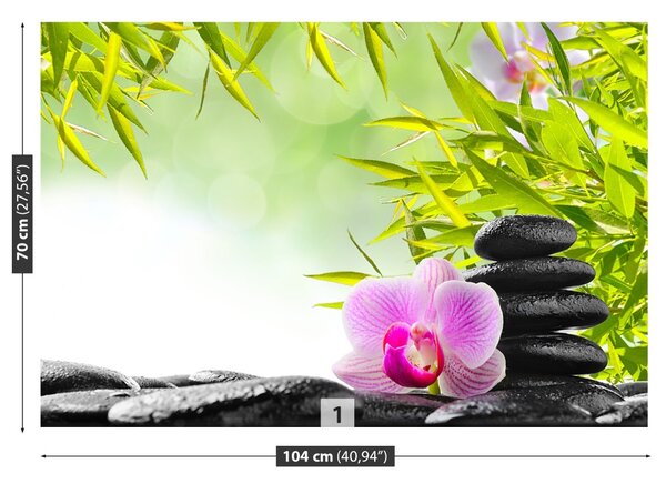 Fototapet Bambus și Orchid