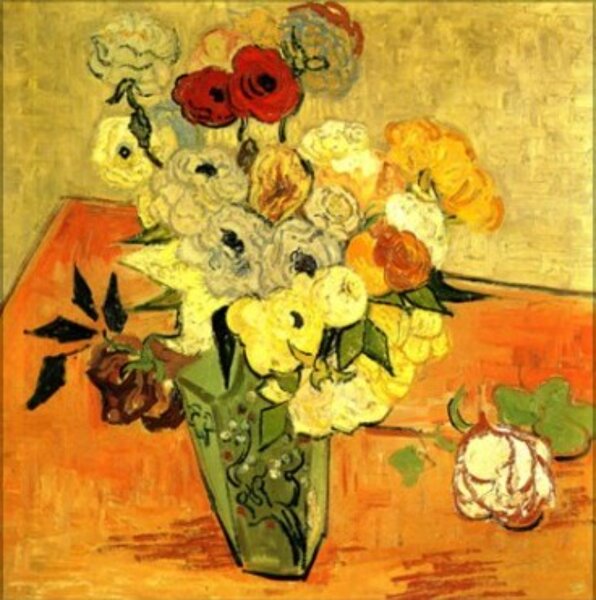 Van Gogh - Vaza japoneza cu trandafiri - reproducere