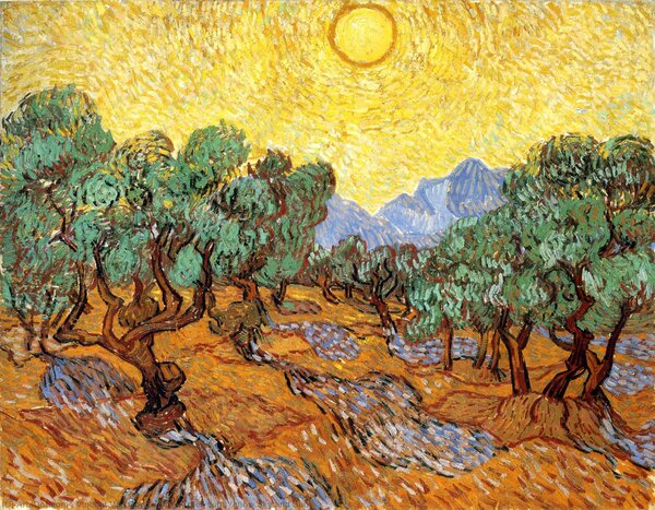 Van Gogh - Olive Trees with yellow sky - reproducere