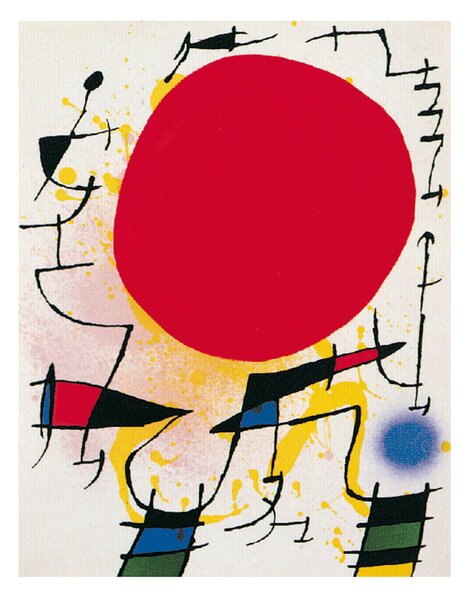 Tablou canvas living - Joan Miro Soare Rosu 70 x 50 cm