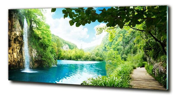 Tablou din Sticlă Cascada din pădure