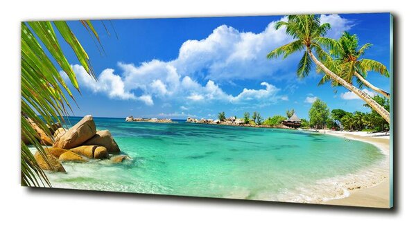 Tablou sticlă plaja Seychelles