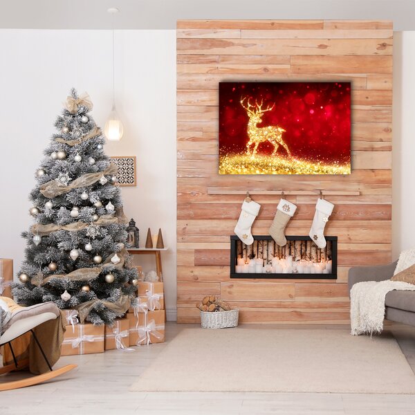 Tablou pe panza canvas Renul de Aur. Decor de Crăciun