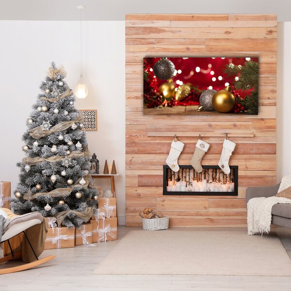 Tablou pe panza canvas Pom de Crăciun. Ornamente de Crăciun