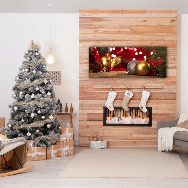 Tablou pe panza canvas Pom de Crăciun. Ornamente de Crăciun